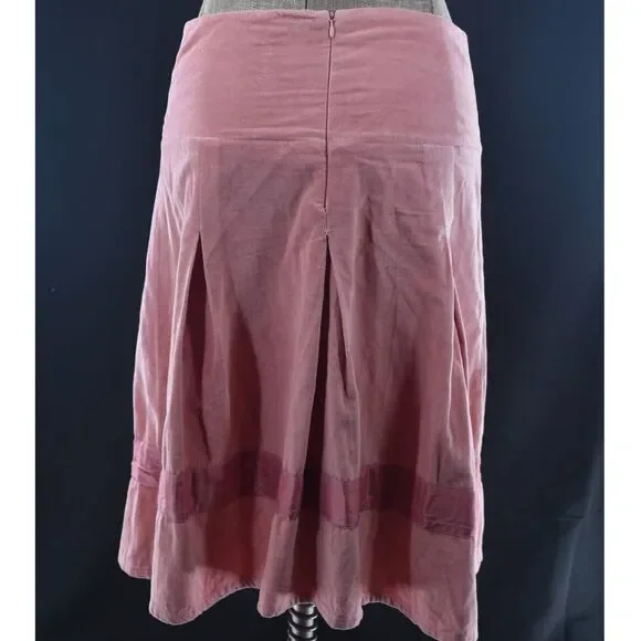 Ella Moss Pink Velvet Pleated Midi Skirt- 4 - Picture 6 of 8